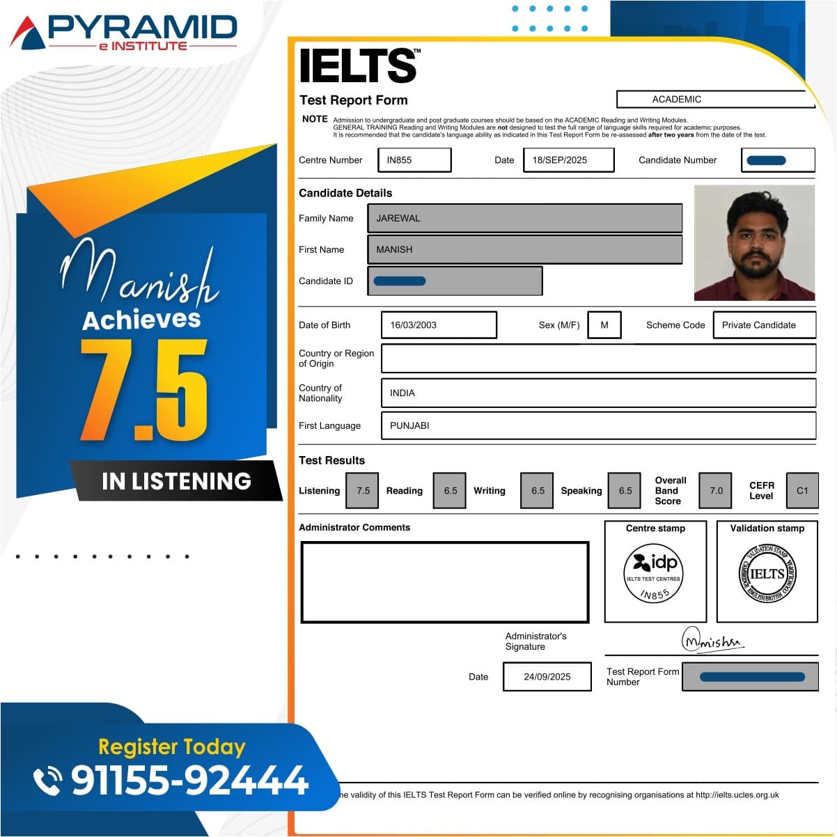 IELTS Band 7.5 Achievement - Student Success