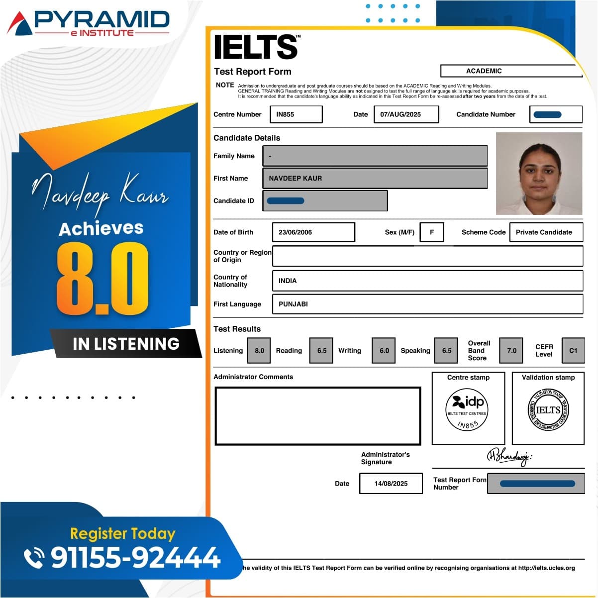 IELTS Band 7.5 Achievement - Student Success